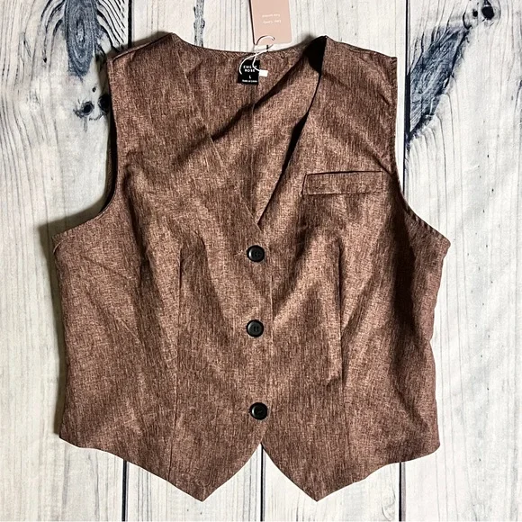 NWT Emery Rose Two Piece/ Brown Vest and Pants Set Size L - Picture 2 of 16